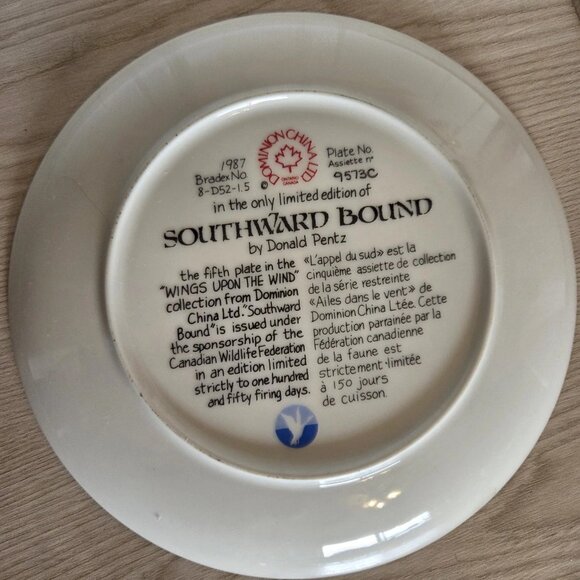 Vintage Dominion China 87 Southward Bound Limited Edition Collector Plate 9573C - Picture 4 of 7